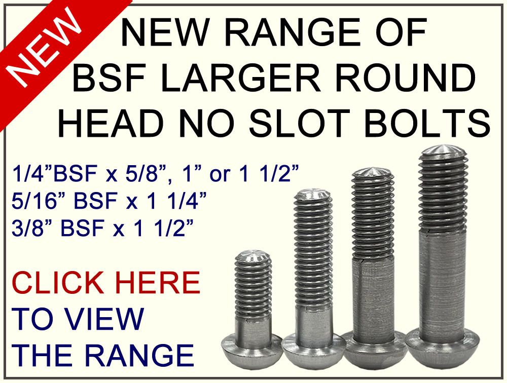 BSF Steel Round Head Slot Bolts